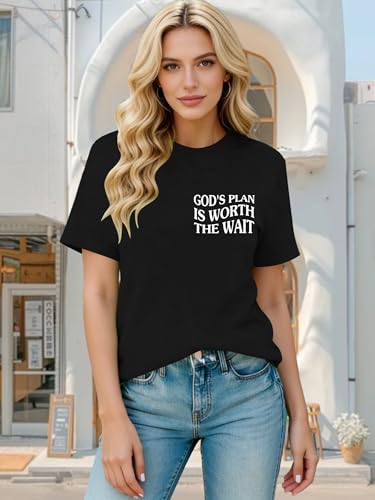 Womens Christian Shirts Funny Bible Verse Graphic T-Shirts Religious Faith Inspirational Short Sleeve Tee Tops - color: Bblack1, size: Small