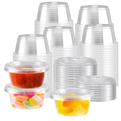 400 Pack 2 oz Jello Shot Cups with Lids, Disposable Condiment Cups - size: 2oz-400p