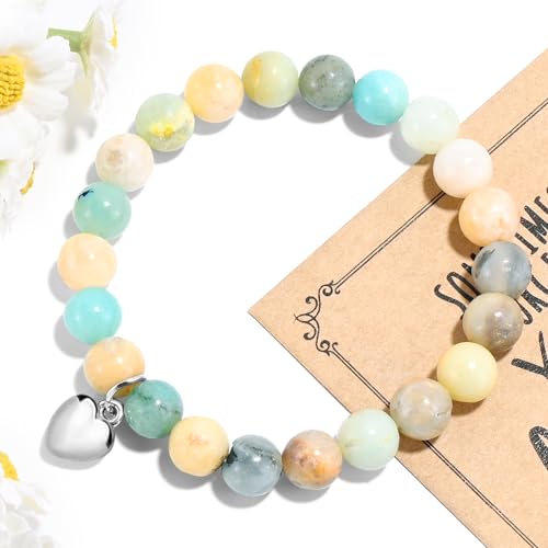 VIBILIA Cross Beaded Bracelets for Women, Birthday Gifts - color: C 2. Heart - Amazonite