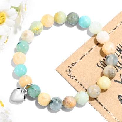 VIBILIA Cross Beaded Bracelets for Women, Birthday Gifts - color: C 2. Heart - Amazonite