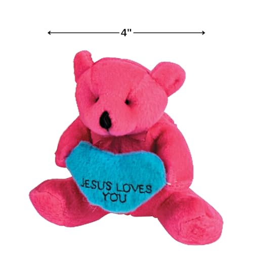 Fun Express Jesus Loves You Plush Religious Bears with Heart, 12 Pack