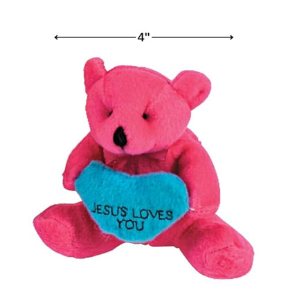 Fun Express Jesus Loves You Plush Religious Bears with Heart, 12 Pack