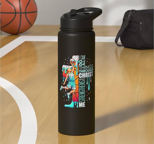 Christian Basketball Drip Water Bottle Boys Ice Cream Drip Stainless Steel Insulated Water Bottle