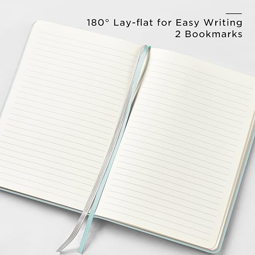 &And Per Se Lined Journal and Pen Set, A5 Leather Hardcover Notebook with Pen & Stationary Set, 160 Pages 100GSM Thick Ruled Paper Journal for Business Work Writing (Cyan) - color: Cyan