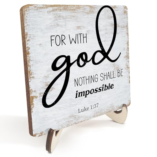 Inspirational Sign Rustic Desk Decor Decorative Christian Gifts Religious Bible Verse Faith Decoration for Home Bathroom Office Table Shelf Table Tiered Tray Plaque with Wood Stand - color: multicolour0323
