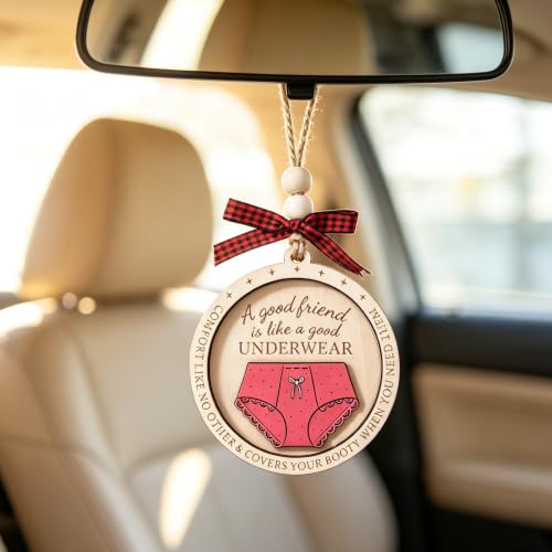 Funny Best Friend Christmas Ornament with Bra & Underwear Pun Design - color: Bestie Pun Set (Red)