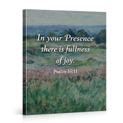 Christian Bible Verse Wall Art Decor - Religious Scripture Psalm 16:11 Canvas Print Picture Landscape Wall Decor for Home Prayer Room 8x10 Inch Framed - color: color-Y