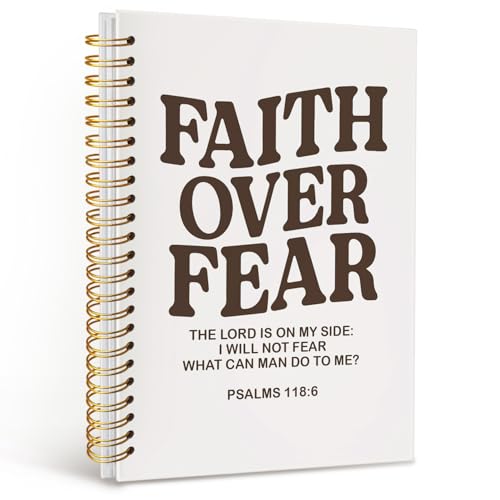 CFFJLHN Faith Over Fear Christian Notebook, Bible Journal, Prayer Journal for Women & Men, Church Notes Journal, Scripture Hardcover Spiral Notebook 5.5x8.3in - color: 16
