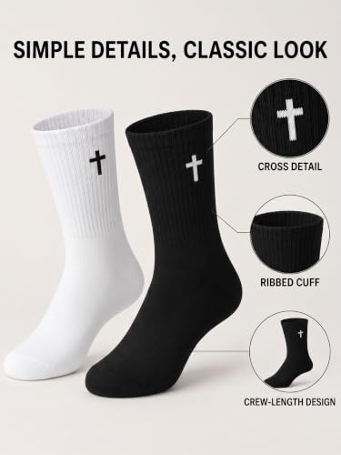 Shihanee 6 Pairs Cross Socks for Men Women - color: Black, White
