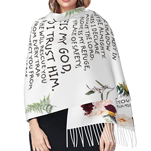 Psalm 23 Travel Scarf The Lord Is My Shepherd 23rd Psalm Floral Cashmere Pashmina Shawl Inspirational Bible Verse Scripture
