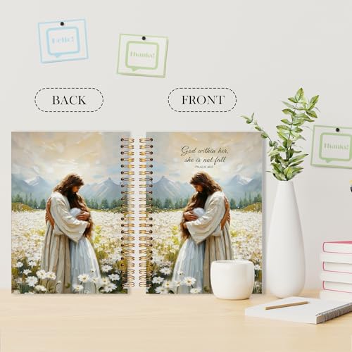 Christian Jesus Notebook, God Is within Her She Will Not Fall Bible Journal, Jesus and Girl Religious Scripture Spiral Notebook, Inspirational Christian Gifts for Women, 5.5x8.3 - color: bt3