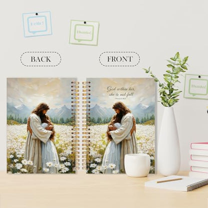 Christian Jesus Notebook, God Is within Her She Will Not Fall Bible Journal, Jesus and Girl Religious Scripture Spiral Notebook, Inspirational Christian Gifts for Women, 5.5x8.3 - color: bt3