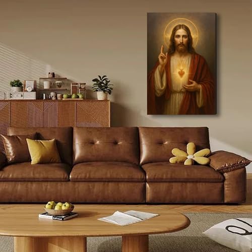 Sacred Heart of Jesus Canvas Wall Art Divine Mercy Wall Decor 16x24in - color: Sacred Heart of Jesus, size: 24"L x 16"W
