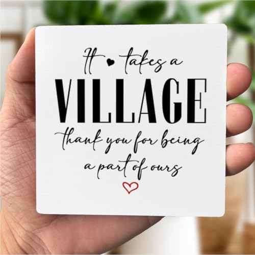 Thank You Wood Plaque Gift, It Takes A Village Thank You for Being A Part of Ours, Plaque with Wooden Stand, Meaningful Wood Sign Plaque Gift, Child Care Worker Gift B1 - color: Takes A Village 03