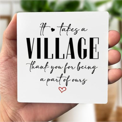 Thank You Wood Plaque Gift, It Takes A Village Thank You for Being A Part of Ours, Plaque with Wooden Stand, Meaningful Wood Sign Plaque Gift, Child Care Worker Gift B1 - color: Takes A Village 03