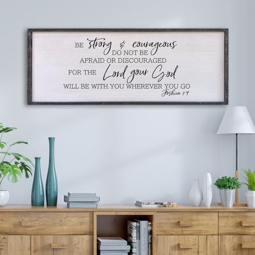 Surfapans Be Strong And Courageous Sign Wall Decor 40"x15" Black - color: Be Strong And Courageous (Black), size: 40"L x 15"W