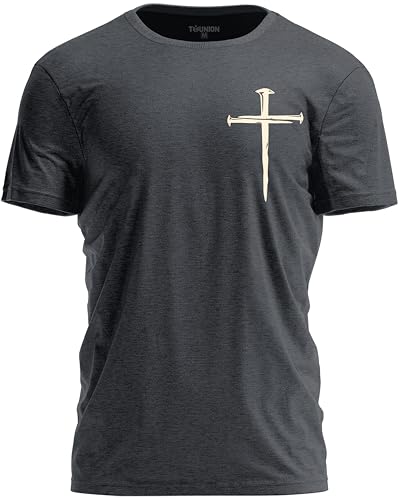Christian Shirts for Men – Religious Jesus Shirt with Cross Graphic - color: Dark Gray, size: XX-Large