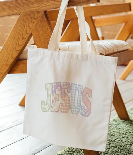 Christian Jesus Inspirational Canvas Tote Bag for Church Baptism - color: Jesus2