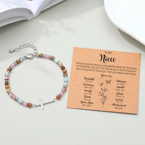 Crystal Cross Bracelet for Women Teen Girls Christmas Birthday Gifts - style: Niece