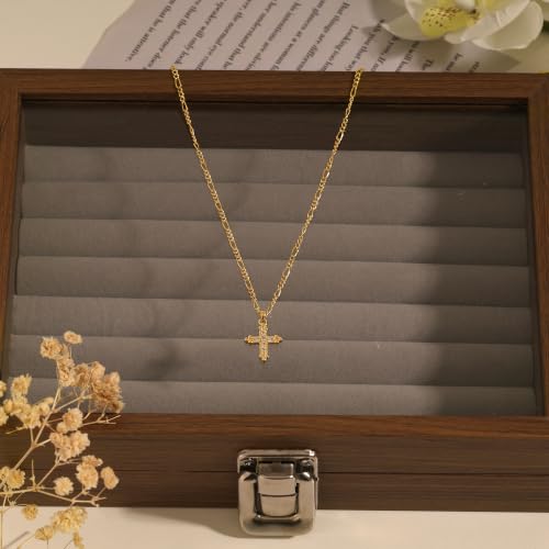 Cross Necklace for Women, Dainty Gold Necklace Tiny Cross Charm Necklace - color: Gold-Cross 3