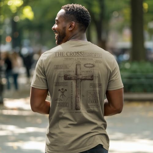 Kerusso Unisex Christian Crewneck Short Sleeve Graphic T-Shirt Cotton Cross Blueprint - size: X-Large