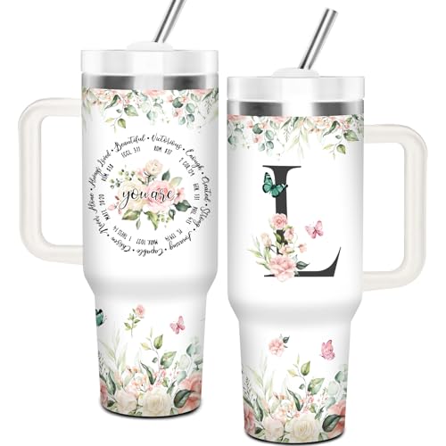 Christian Gifts for Women, Monogrammed L Tumbler 40Oz - style: Initial L cup