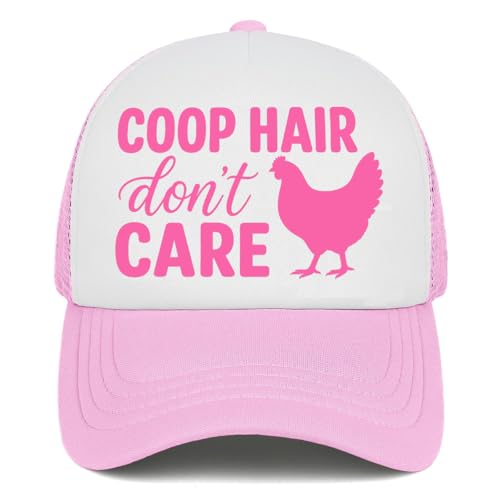 Funny Trucker Hats for Women Pink Black Men Funny Humor Hat for Girls Humor Hats - color: Coop Hair Don't Care