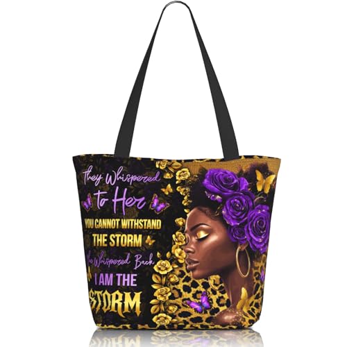 Tote Bag For Women, Tote Bag With Zipper Large Shoulder Bag For Women Travel, Work, Office, College, Nursing - color: African American