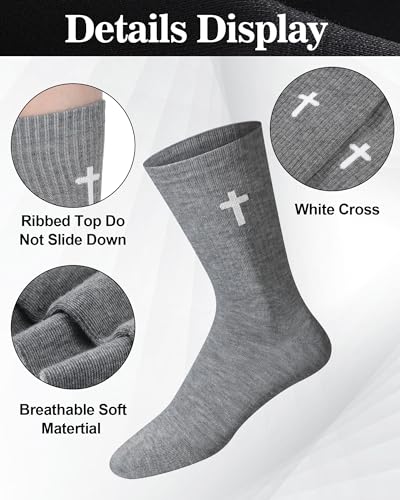 Shihanee 6 Pairs Cross Socks for Men Women - color: Black, White, Dark Grey