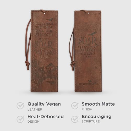 Christian Art Gifts Faux Leather Scripture Bookmark: Wings Like Eagles