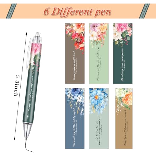 Inspirational Christian Gifts for Women, 6 Pack Floral Bible Verse Pens - color: blue05