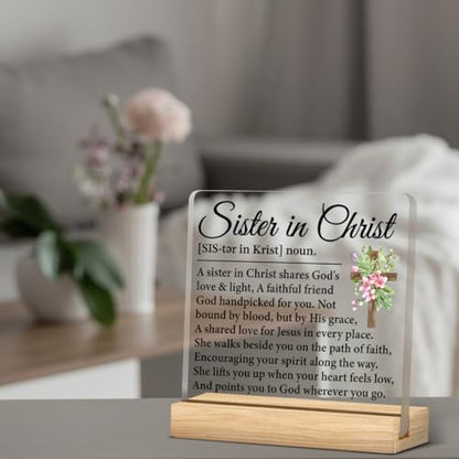 Sister in Christ Gifts for Women Acrylic Desk Sign - color: M60A03