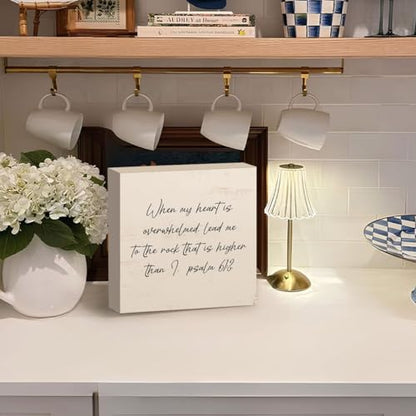 Christian Desk Decor, When My Heart Is Overwhelmed - color: When My Heart Is Overwhelmed-5x5