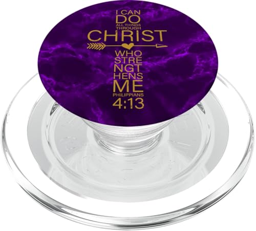 Philippians 4:13 Cross Christian Gifts Women Heart Purple PopSockets PopGrip for MagSafe - style: Magnetic PopGrip