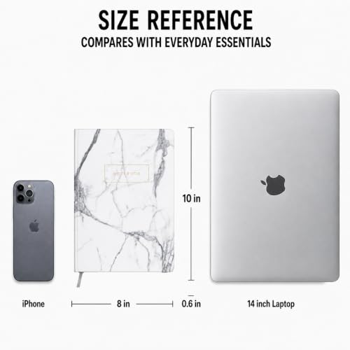WORLD TRAVELER Large Lined Journal Notebook 256 Ruled White & Ivory Pages - color: Marble