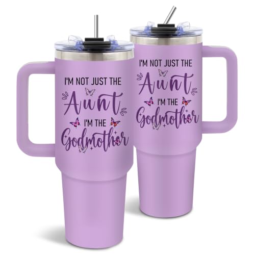 Godmother Proposal Gift, God Mother 40 oz Tumbler with Handle and Straw - color: Godmom1