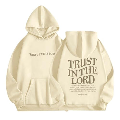 UNIQUEONE Trust in the Lord Christian Hoodies - Faith Religious Graphic Sweatshirts Women Bible Verse God Pullover Tops - color: Apricot, size: X-Large