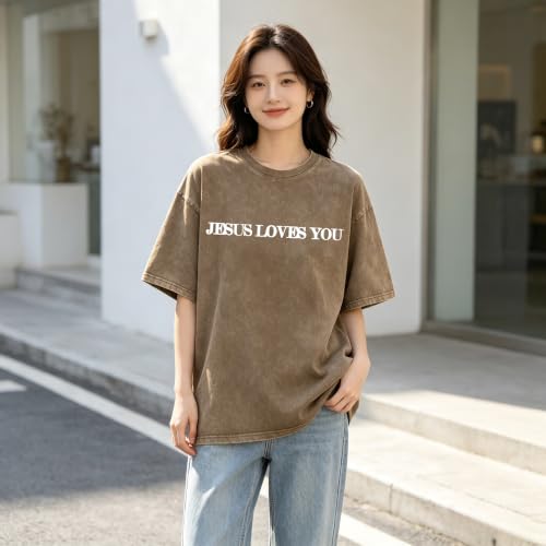 Christian Believer Faith God Religious T-Shirt Jesus Shirts for Women Men - color: Coffee Brownb, size: Large