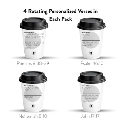 Double-Walled Paper Hot Cup, 12oz, Grey, Personalized Scripture Verses, for Sunday Morning Coffee Service and Small Groups, 25 Pack with Black Lids