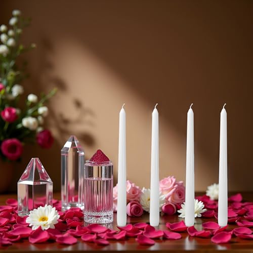 12 Pack White Taper Candles丨Taper Candles 10 Inch Dripless丨Unscented & Smokeless Candlesticks Bulk丨7-8 Hours Long Burning Tall Candles丨Ideal for Christmas Weddings Parties Dinner - color: White, size: 12 Pack Taper Candle