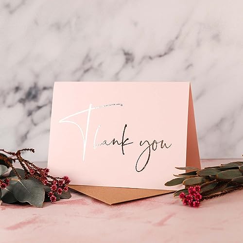 GardenCity Thank You Cards - 30 Pack (Blush Pink) - color: Blush Pink / Silver Foil