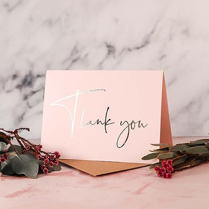 GardenCity Thank You Cards - 30 Pack (Blush Pink) - color: Blush Pink / Silver Foil