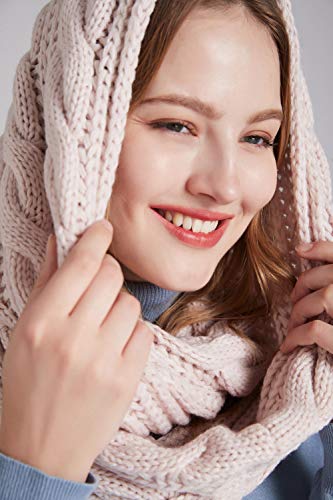 NEOSAN Womens Thick Ribbed Knit Winter Infinity Circle Loop Scarf - color: Twist Light Pink