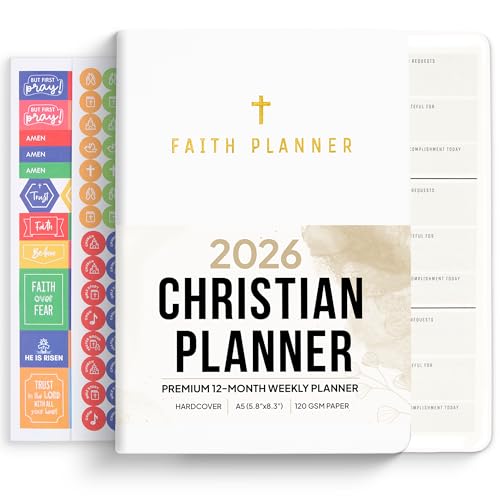 2026 Christian Planner & Prayer Journal | Strengthen Your Relationship with God and Better Navigate His Path for You | Daily Planner w/Bible Verses, Prayer Prompts, & Habit Tracking (White) - color: White