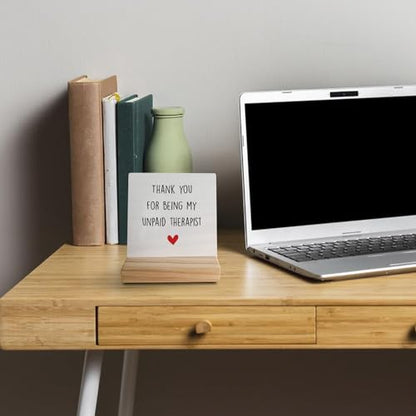 Sentimental Friendship Gift - 'Thank You for Being My Unpaid Therapist' Wooden Plaque Sign - color: Friendship-04