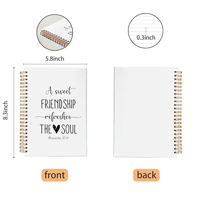 VNWEK Christian Friendship Gifts Spiral Notebook Journal 5.5x8.3 Inch, A Sweet Friendship Refreshes the Soul Bible Verse Journal, Prayer Religious Lined Hardcover Spiral Notebook - color: 52-XZ-bible-notebook