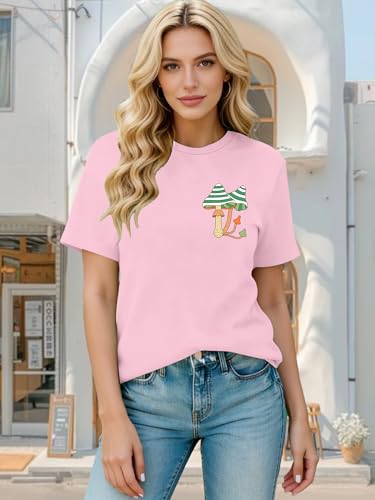 Womens Christian Shirts Funny Bible Verse Graphic T-Shirts Religious Faith Inspirational Short Sleeve Tee Tops - color: Pink1, size: Large