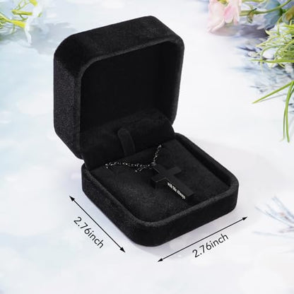 Cremation Cross Necklace for Ashes Stainless Steel Cross Urn Pendant Ashes Holder Memorial Jewelry-With Me Always - style: With Me Always-Black-Velvet Box