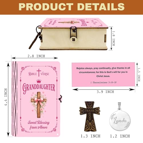 Personalized Bible Verse Box for Granddaughter with Prayer Cross, 150 Color-Coded Scripture Cards, Custom Name with Keychain, Christian Graduation Gift, Faith Encouragement Keepsake - color: Granddaughter