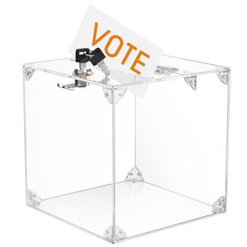 MaxGear Acrylic Donation Box with Lock, Ballot Box, 9.8 x 9.8 x 9.8 Inches